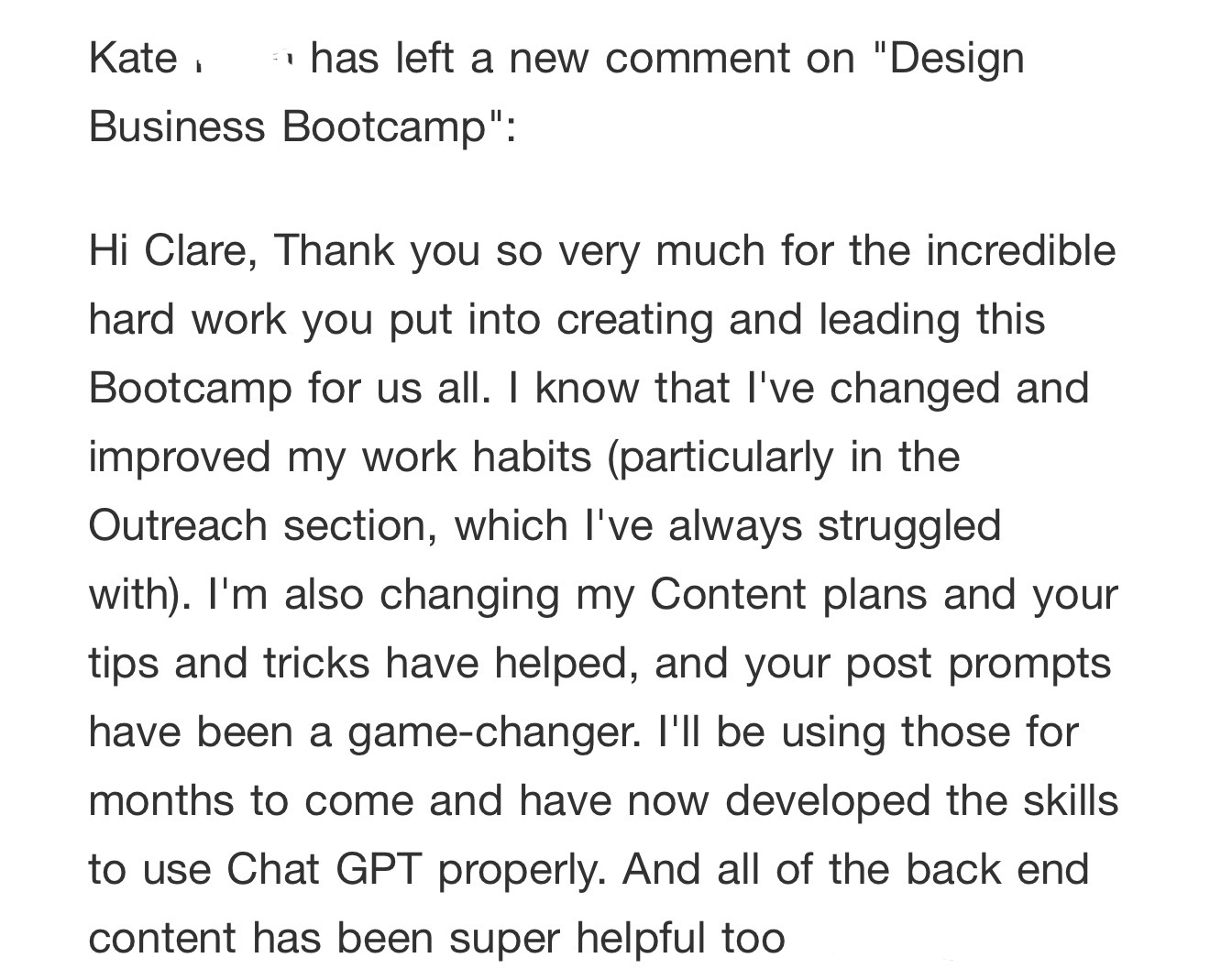 Bootcamp student testimonial 5